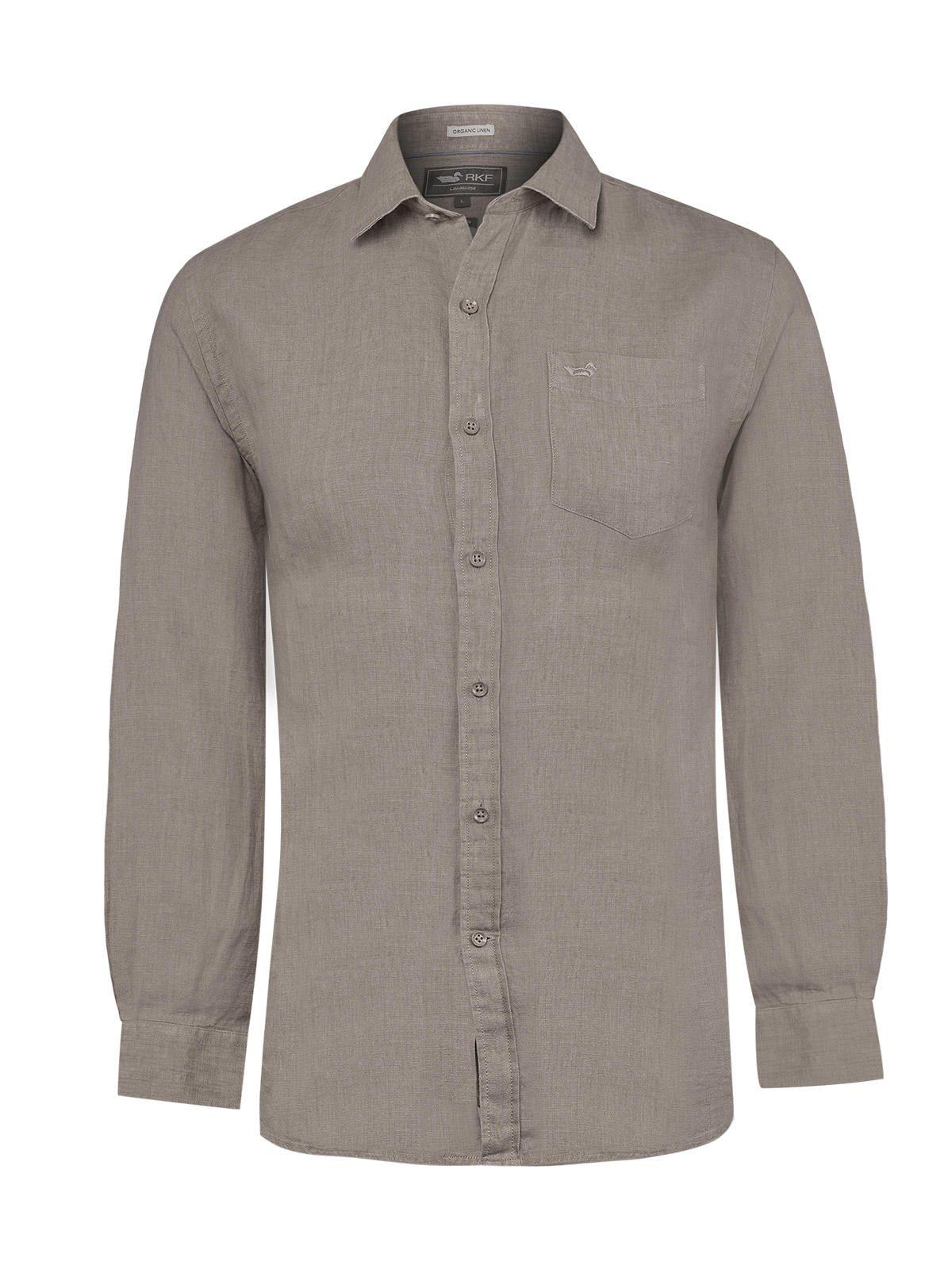 Camisa Lino Orgánico Hombre Linen Café-0