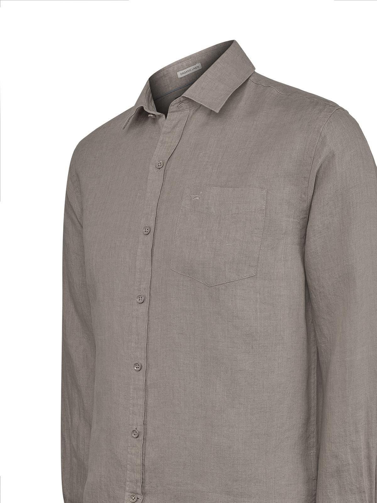 Camisa Lino Orgánico Hombre Linen Café-3
