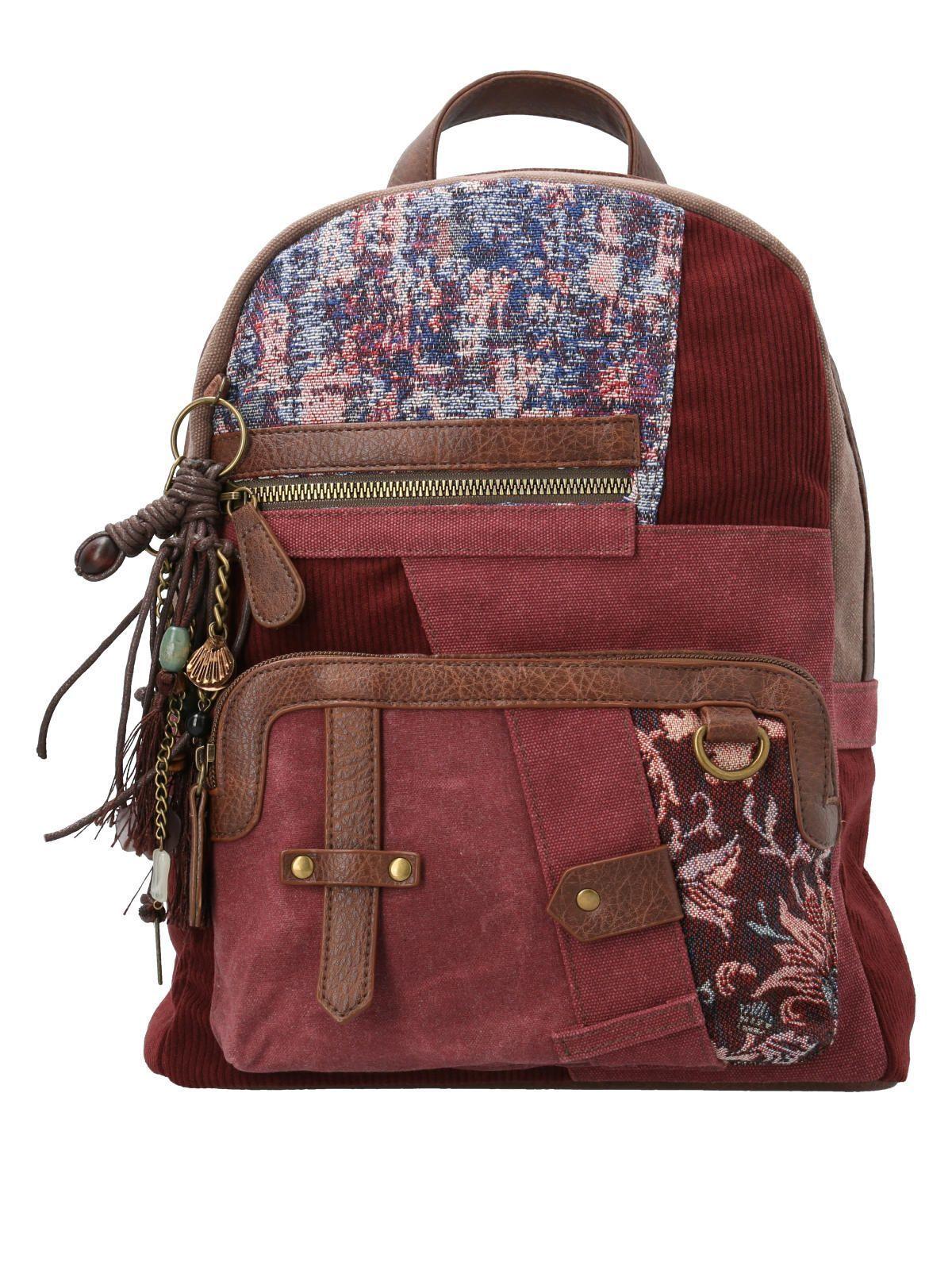 Cartera Textil Mujer Carmina Back Burdeo-0