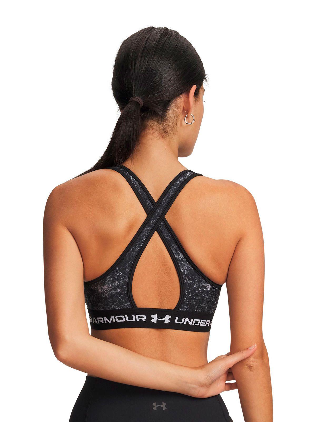 Peto UA Mid Crossback Printed Negro Mujer-1