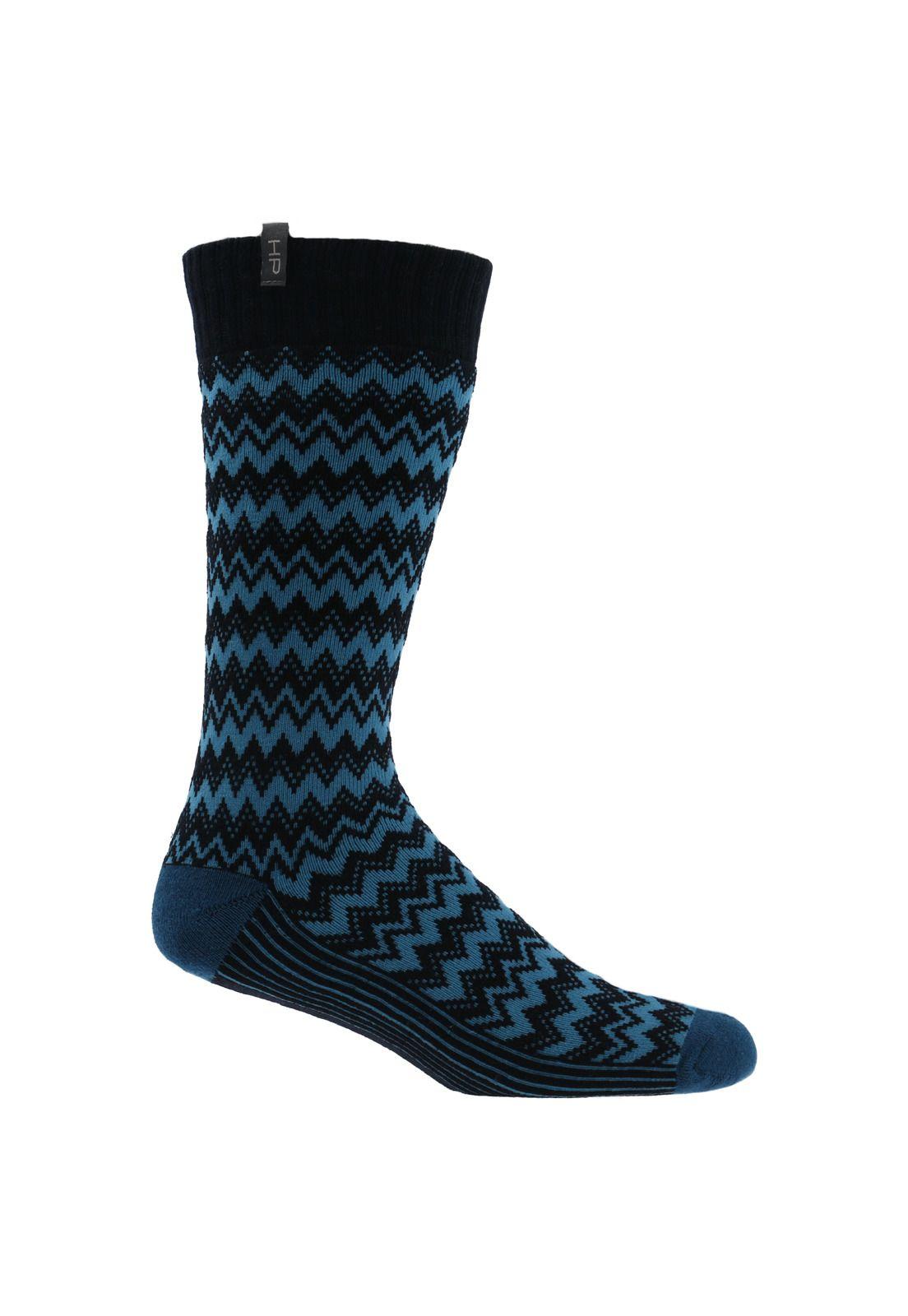 Calcetín Algodón Hombre Heavy Zig Azul-0