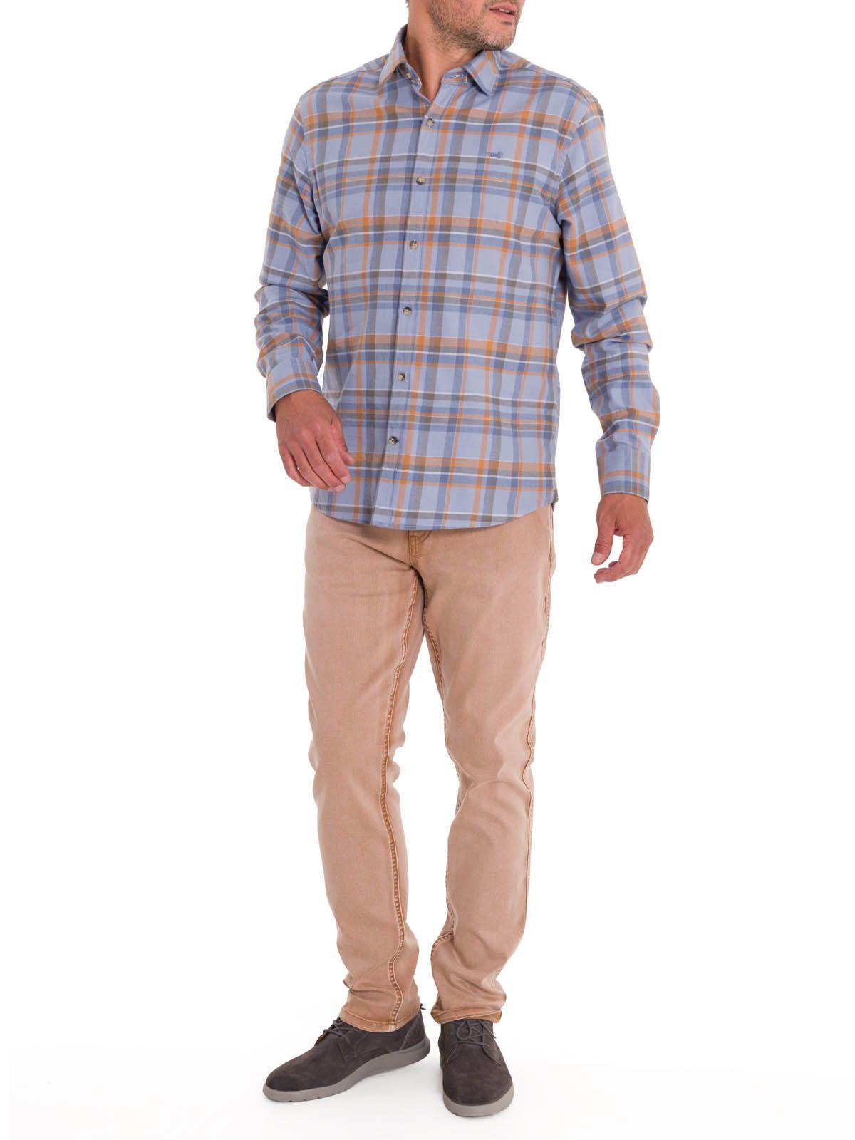 Camisa Algodón Orgánico Hombre Flannel Azul-5