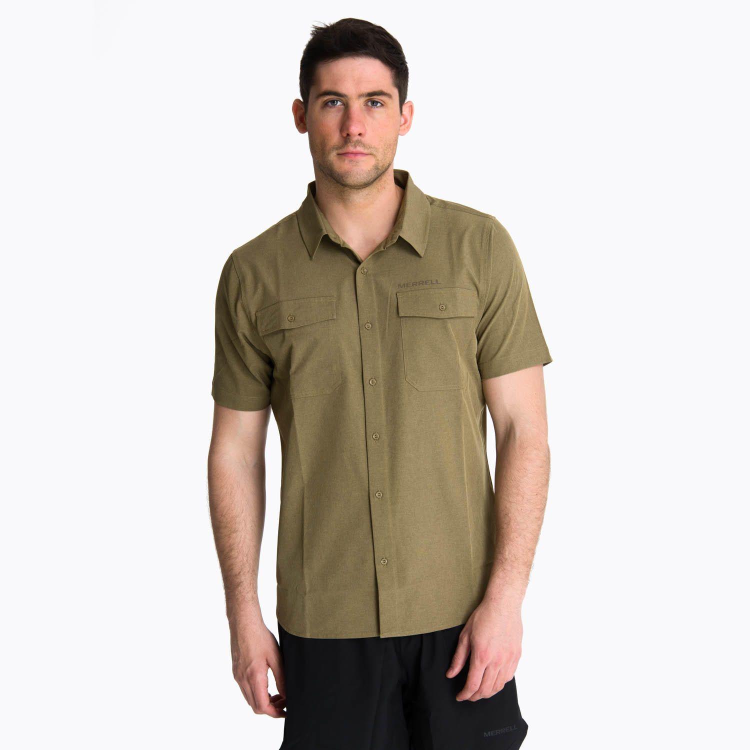 Camisa Manga Corta Hombre Akaroa Verde Musgo -0