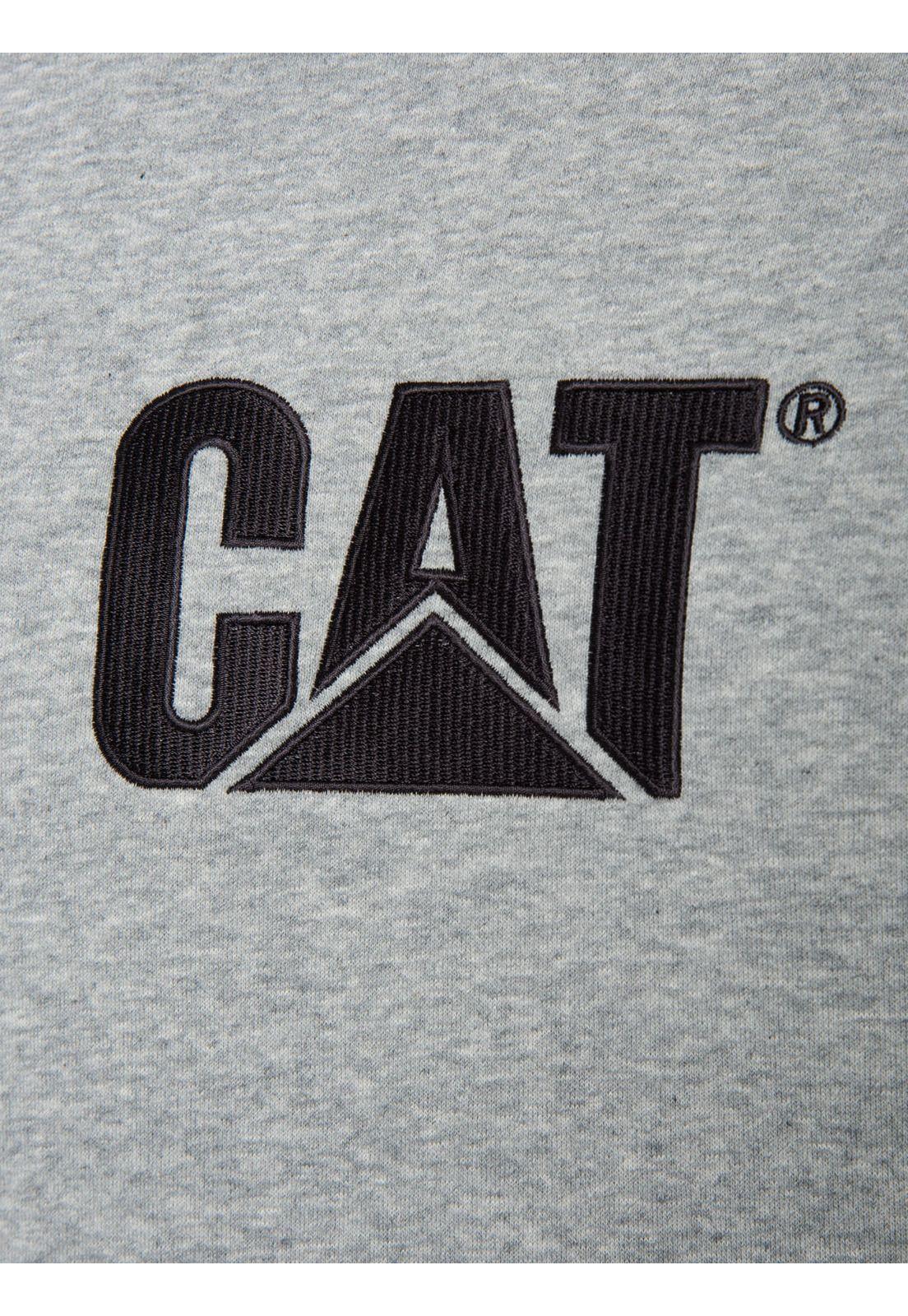 Polerón Hombre Fleece Cat Logo Pullover Hoodie Gris-4