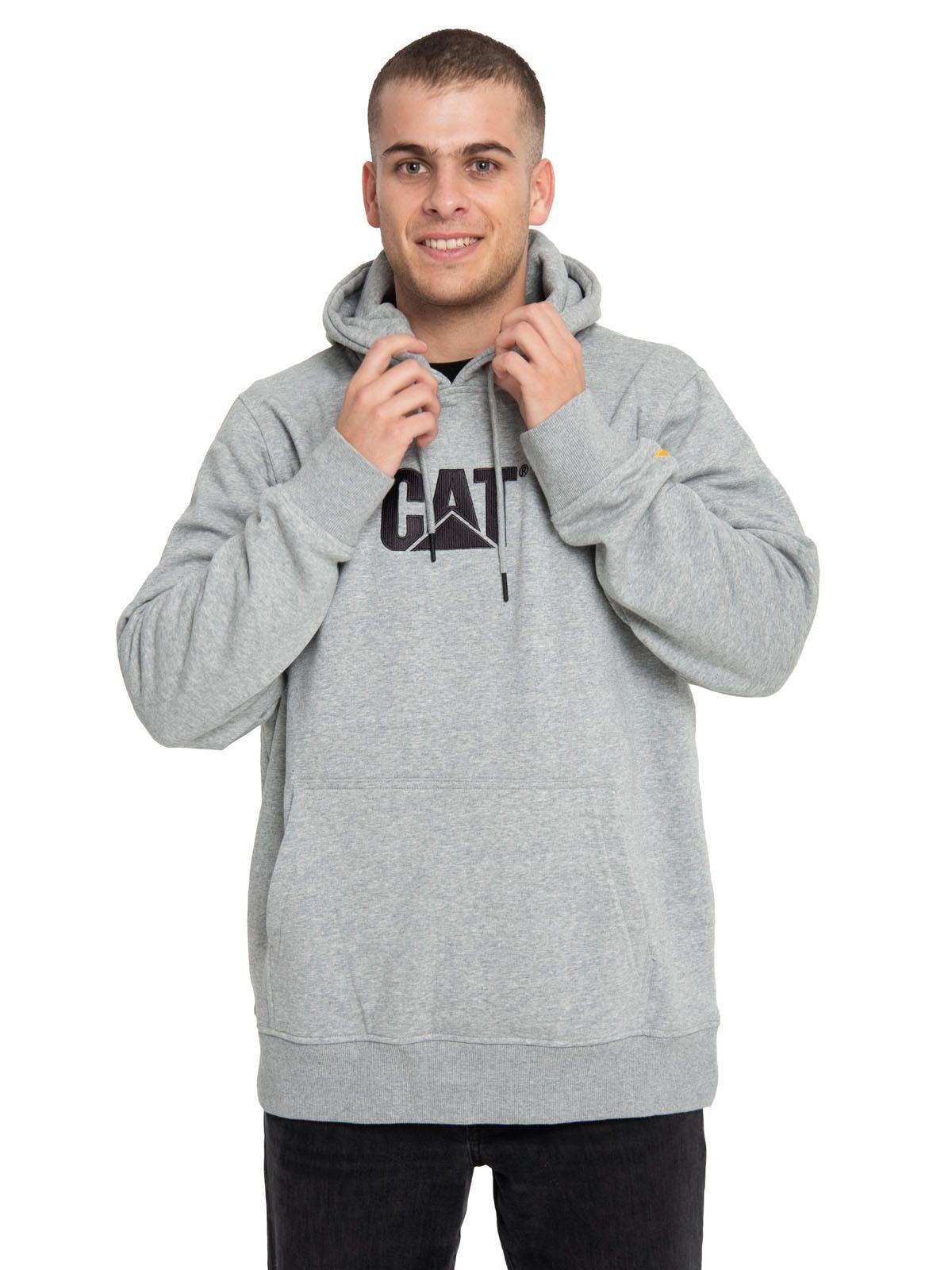 Polerón Hombre Fleece Cat Logo Pullover Hoodie Gris-0