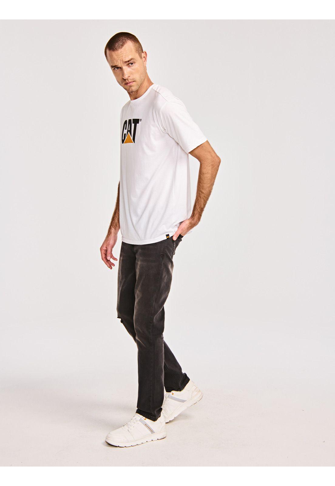 Polera Manga Corta Hombre Cat Logo Tee Blanco-3