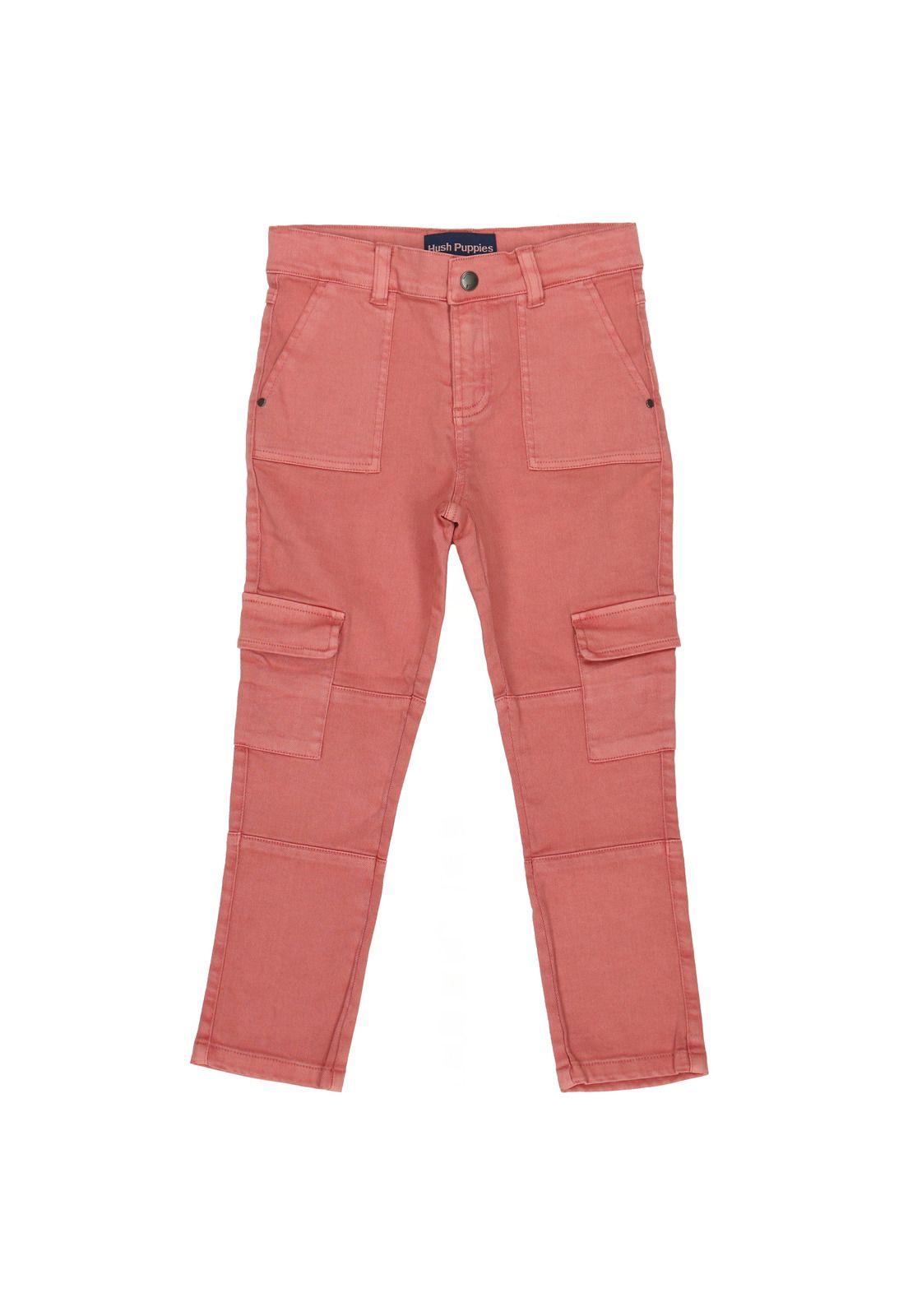Pantalón Niña Bolsillos Cargo Rosa-0