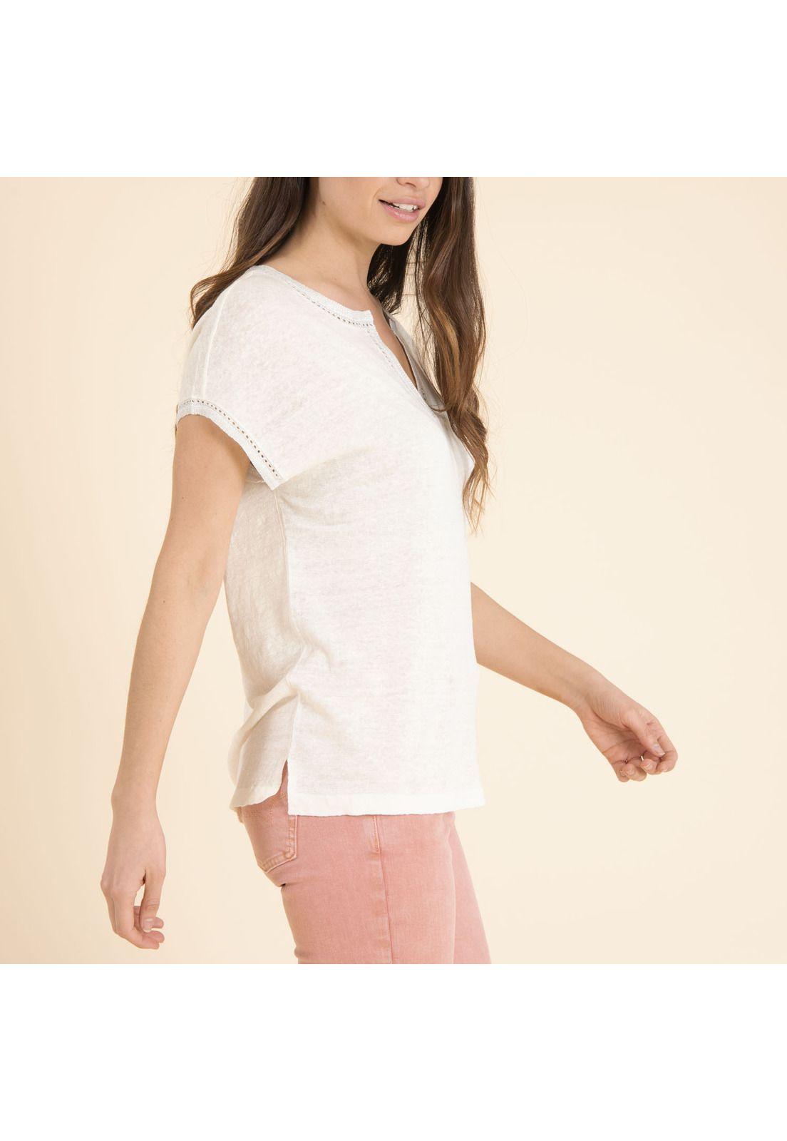 Polera Lino Orgánico Mujer Cleo Crema-2