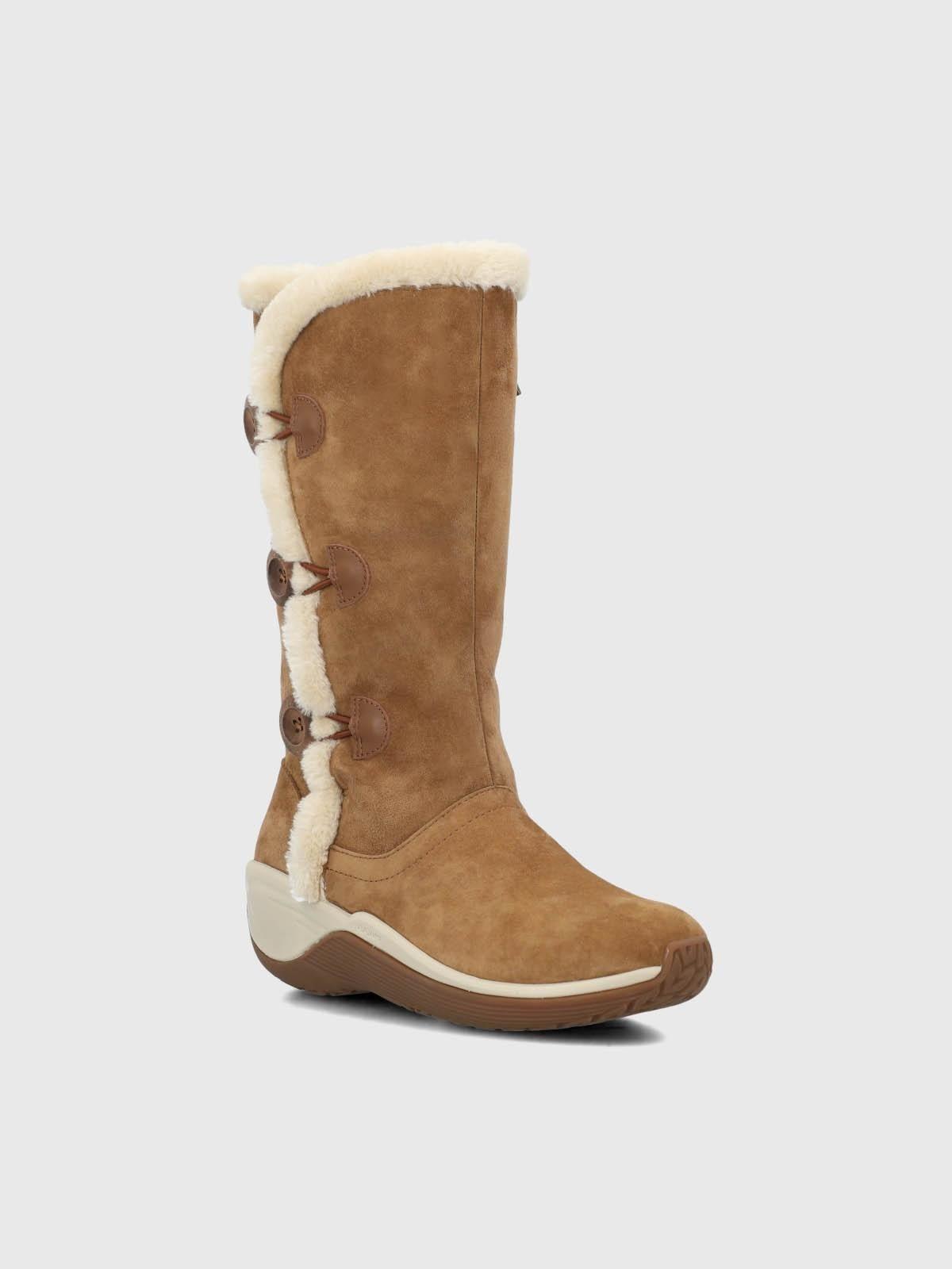 Bota Cuero Mujer Alove Button Café-0