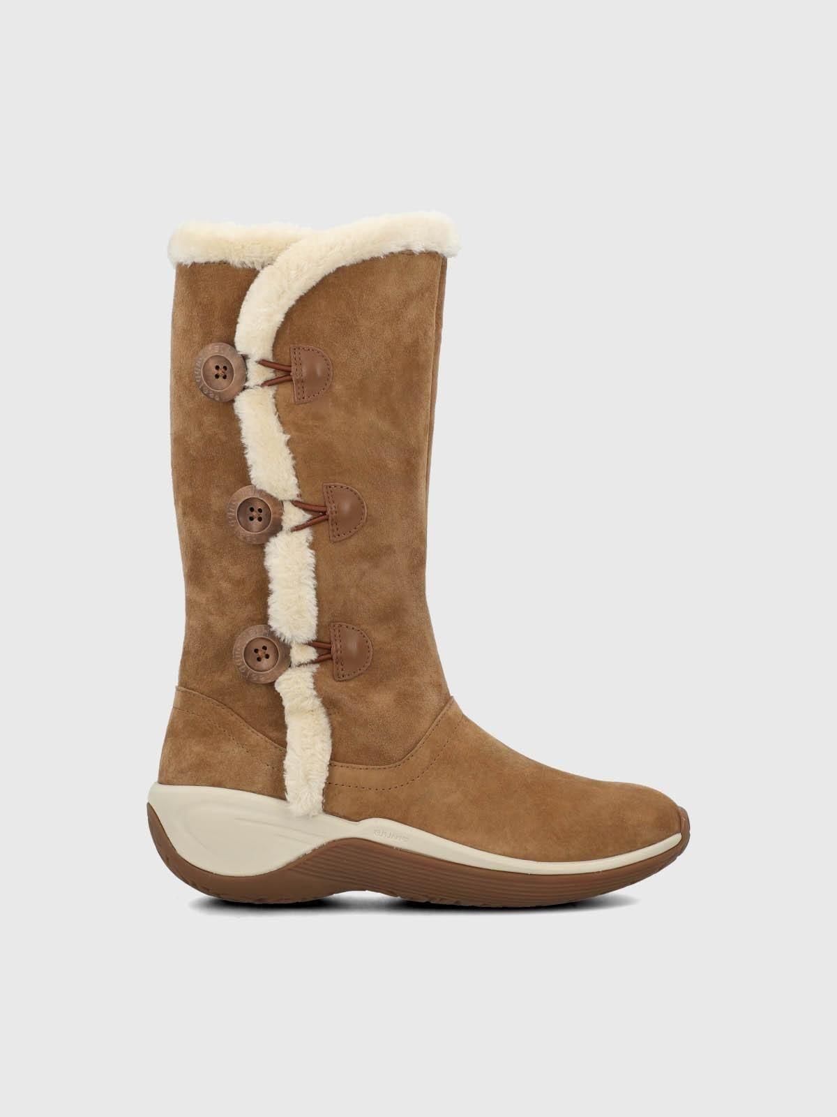 Bota Cuero Mujer Alove Button Café-1