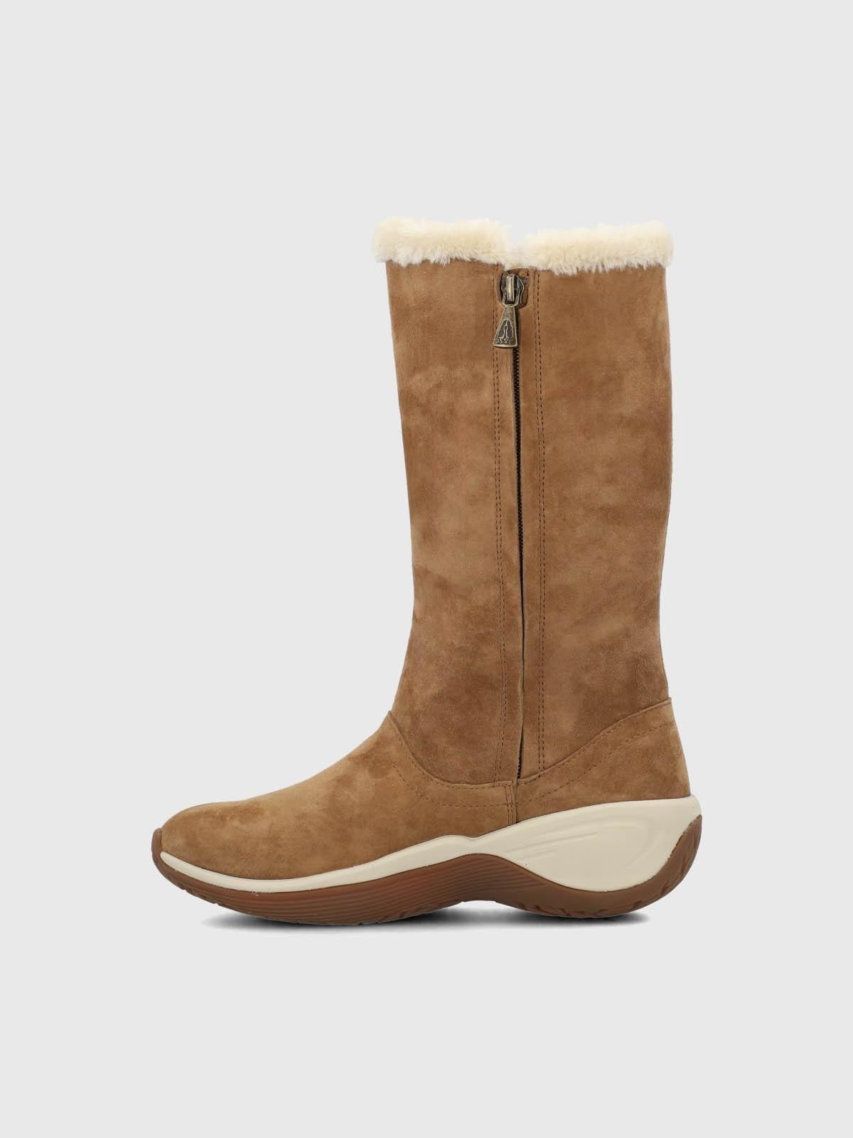 Bota Cuero Mujer Alove Button Café-4