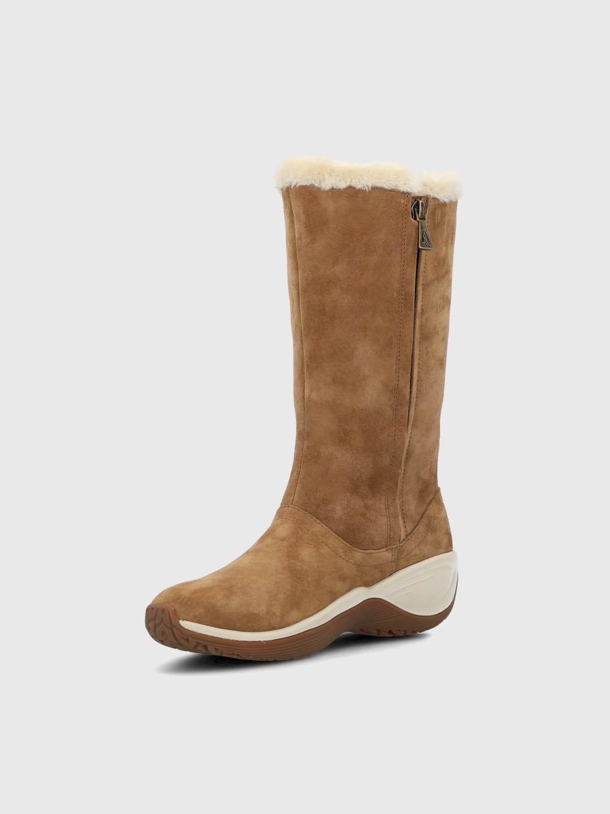 Bota Cuero Mujer Alove Button Café-5