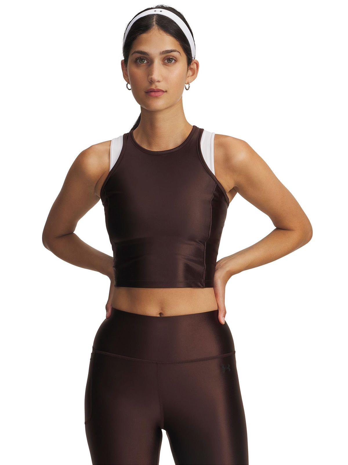 Polera sin mangas Training  mujer Motion Shine café -0