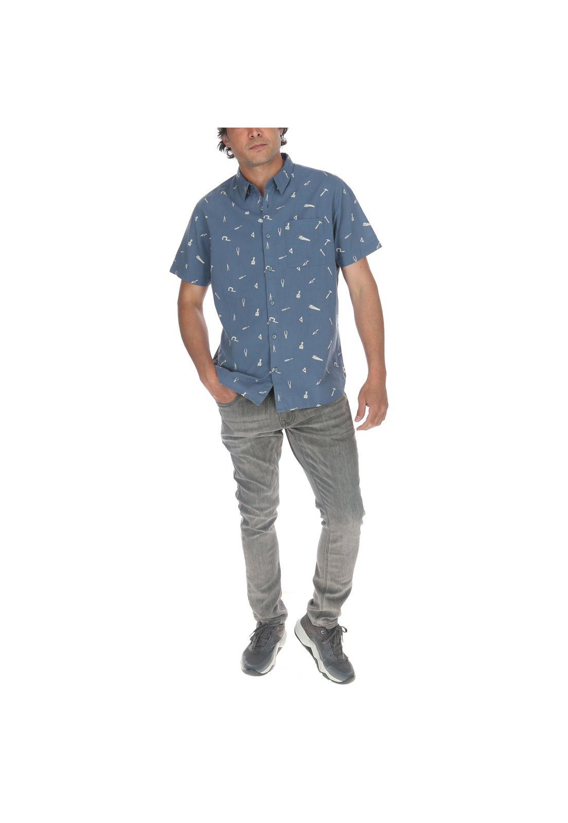 Camisa M/C Hombre Foundation S/S Ao Shirt Azul-4