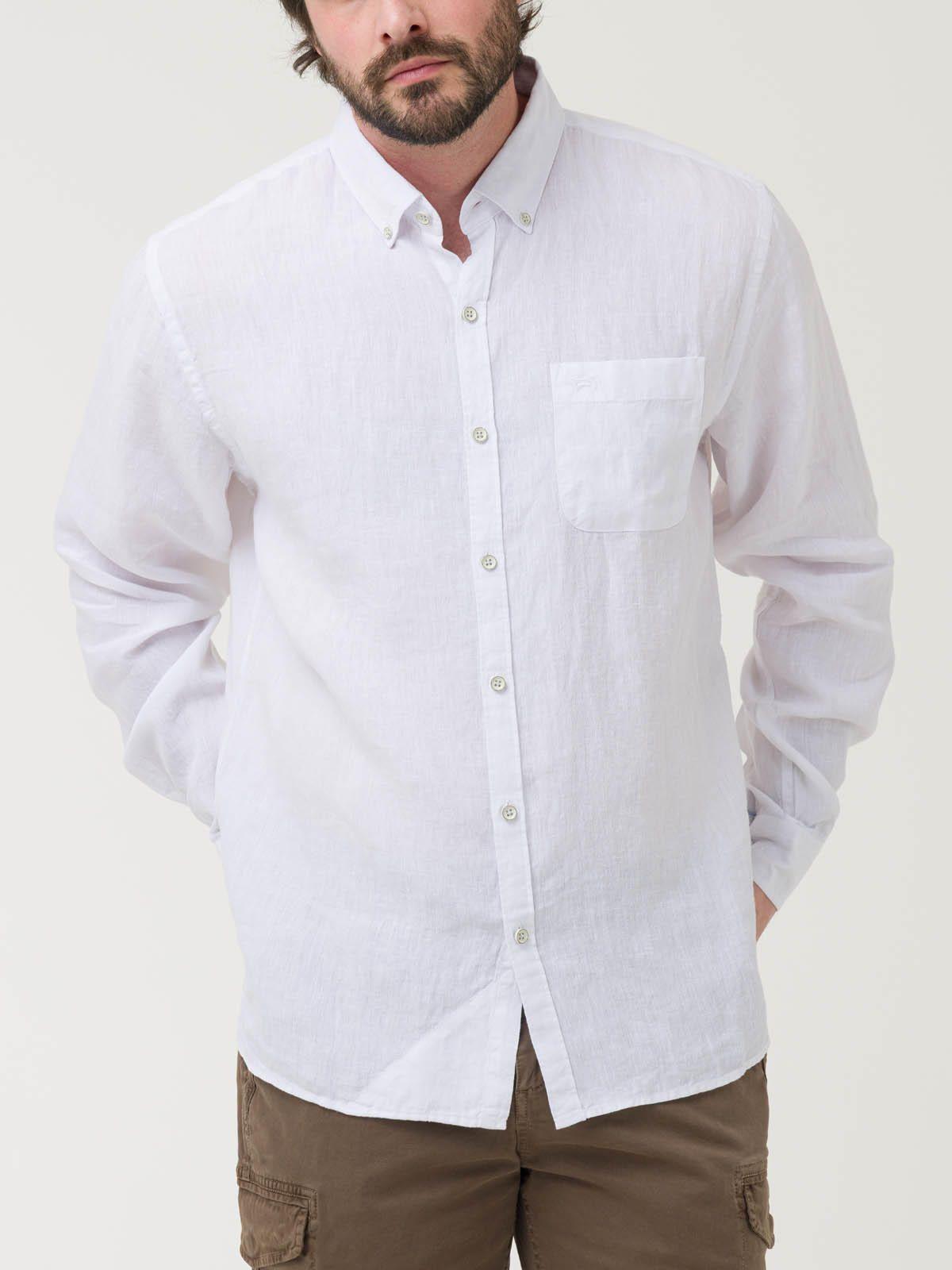 Camisa Lino Orgánico Hombre Linentex Blanco-4