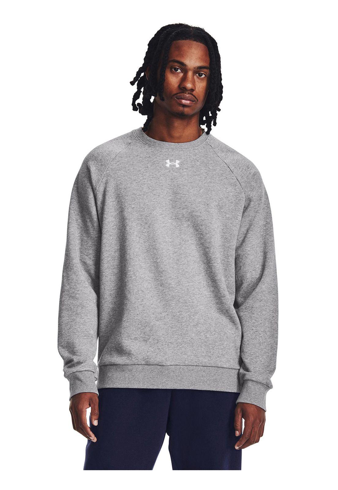 Polerón UA Rival Fleece Crew Hombre Gris-3