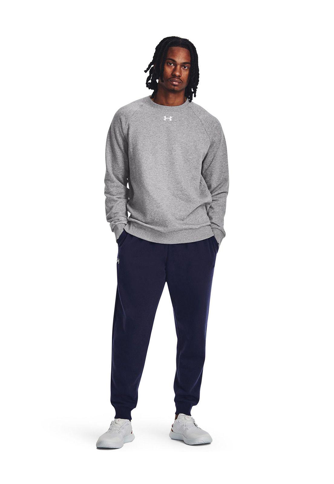Polerón UA Rival Fleece Crew Hombre Gris-5