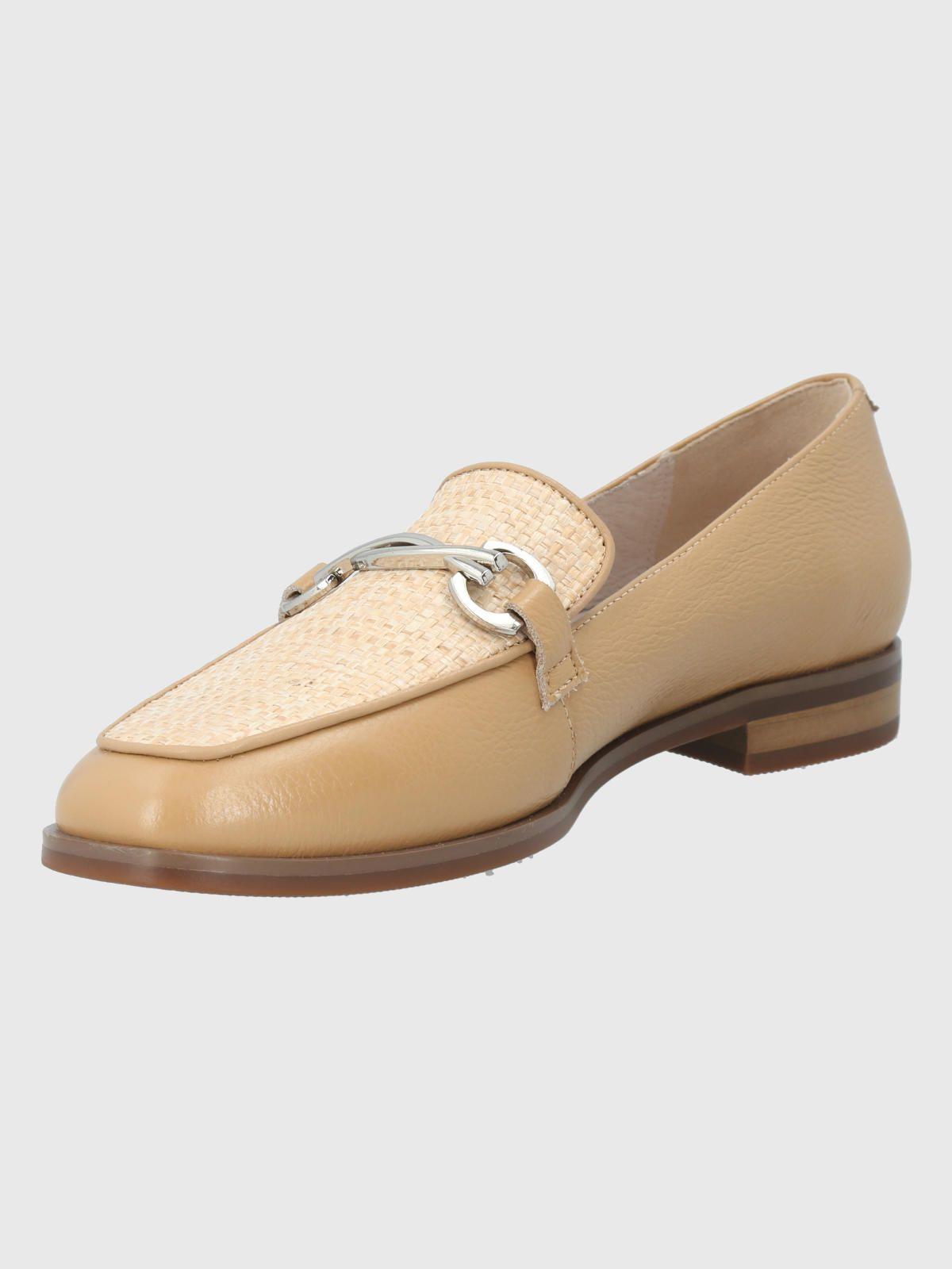 Mocasín Cuero Café Claro Mujer Ambires -3