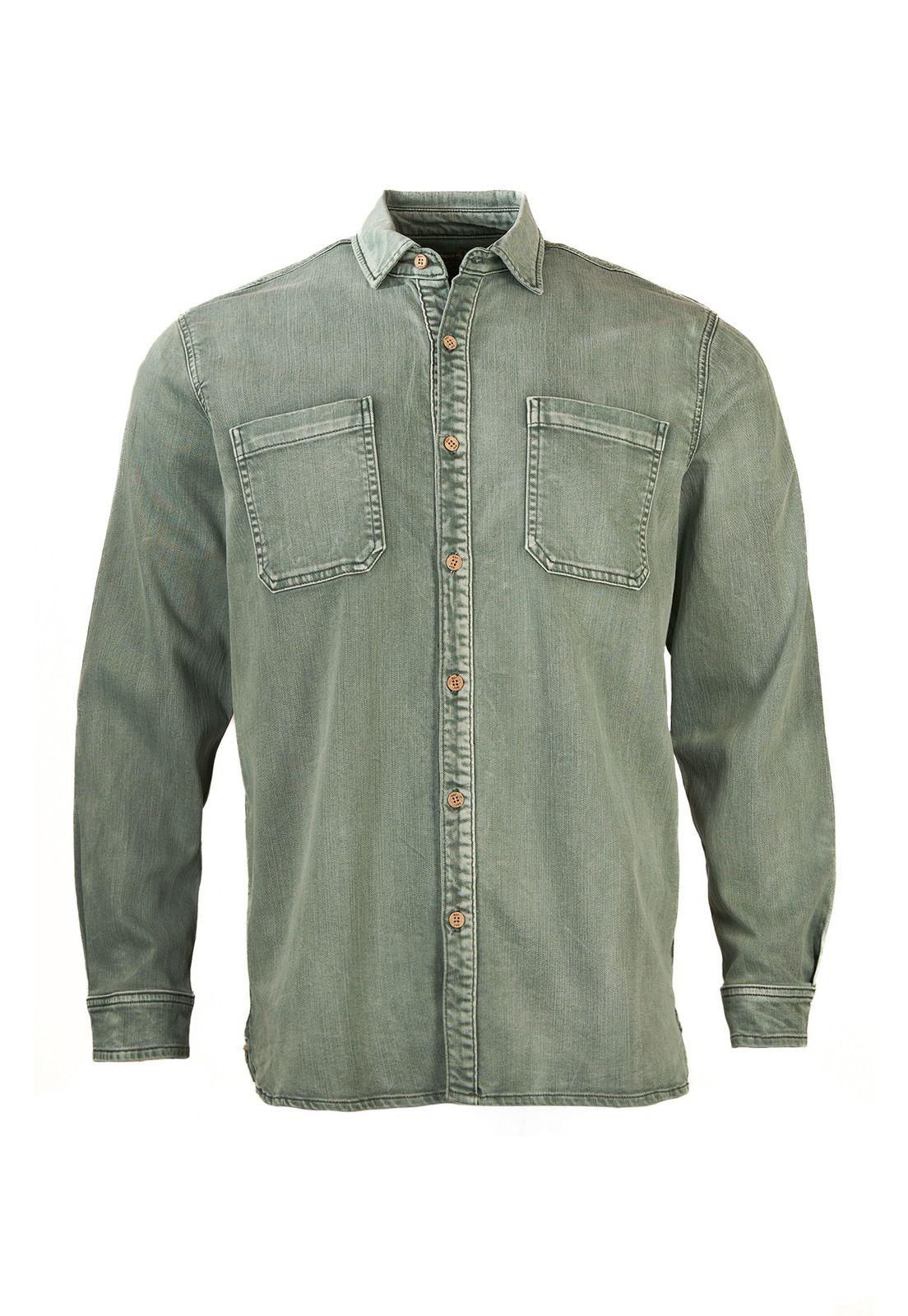 Camisa Algodón Orgánico Hombre Denim Verde-0