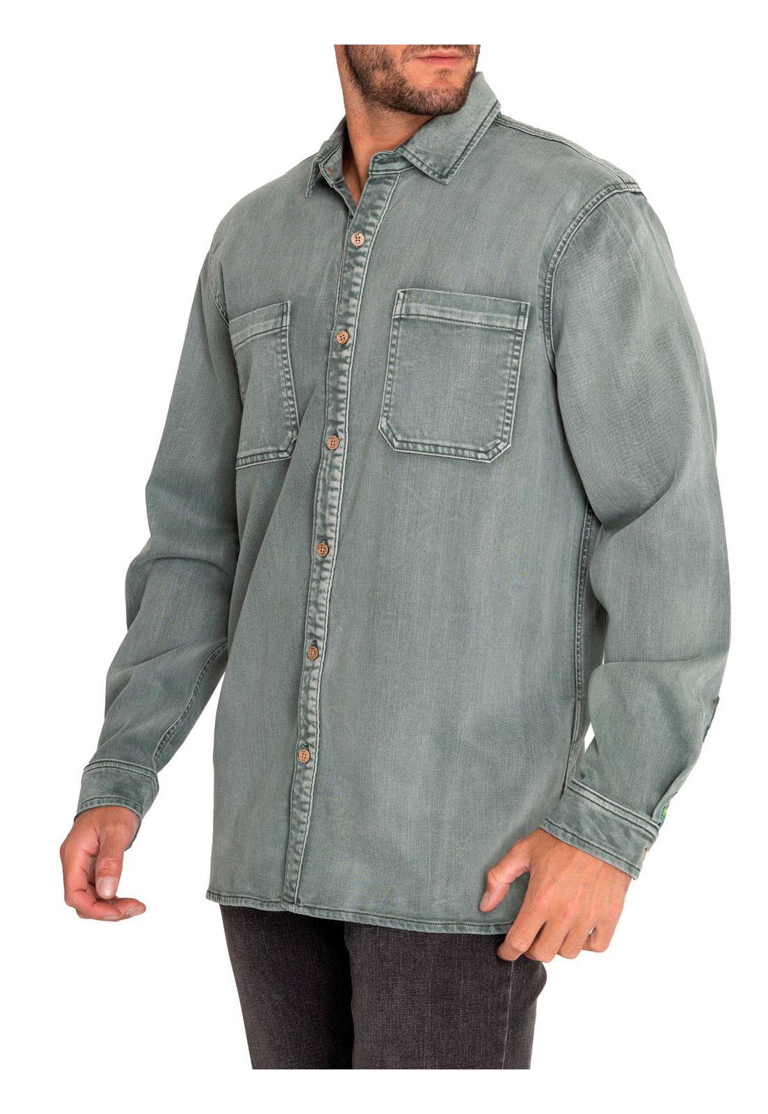 Camisa Algodón Orgánico Hombre Denim Verde-5