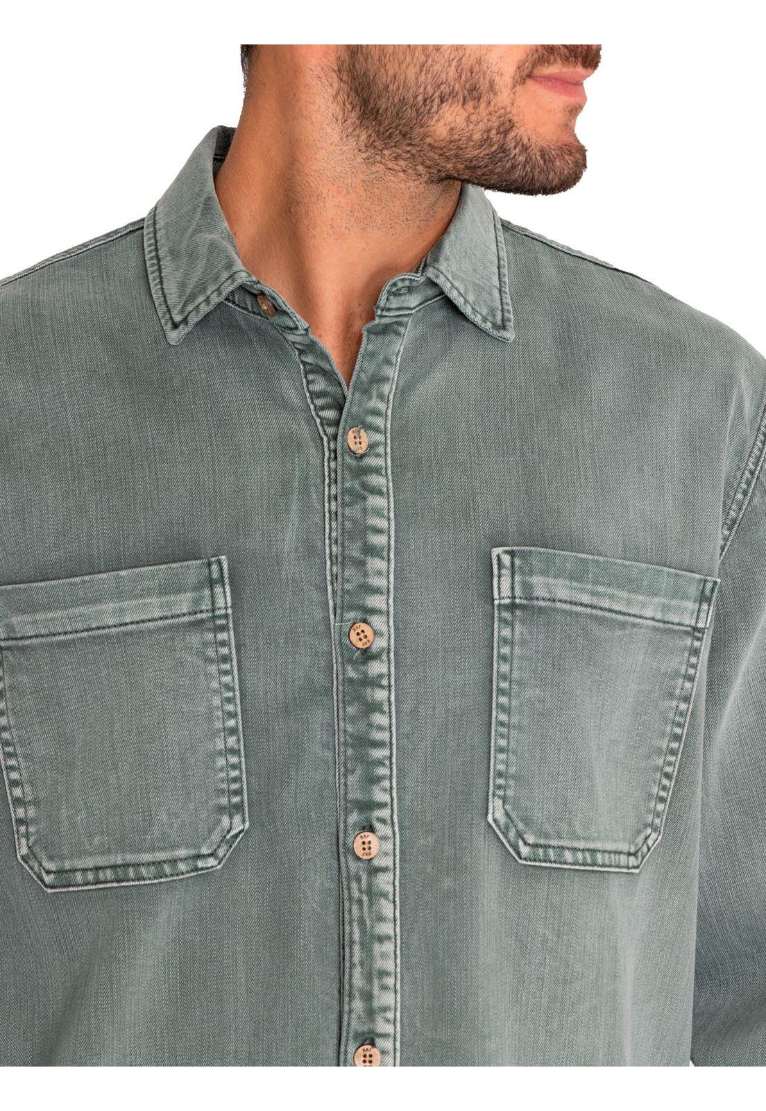 Camisa Algodón Orgánico Hombre Denim Verde-7