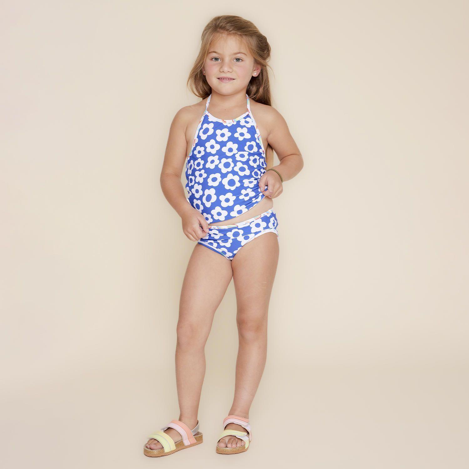 Traje De Baño Niña Flower (4-16) Azul-3
