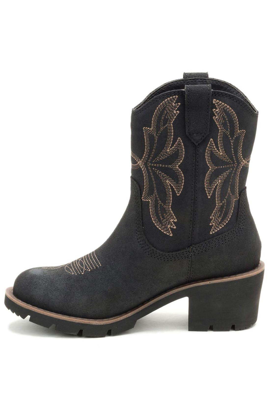 Bota Texana Gamuza Rewrite Frontier Mujer Negra-3