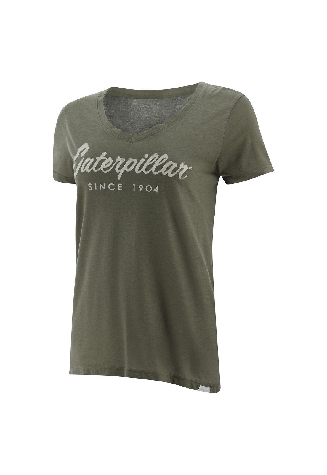 Polera M/C Mujer Logo Script V-Neck Tee Verde-0