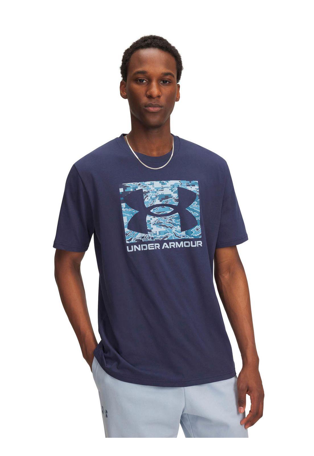 Polera Manga Corta Lifestyle Hombre ABC camo boxed logo azul -0