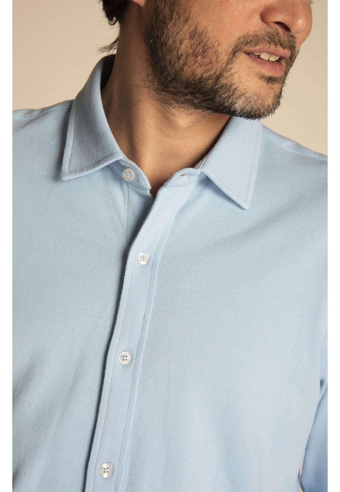 Polera Algodón Org Hombre Piquelong Celeste-4