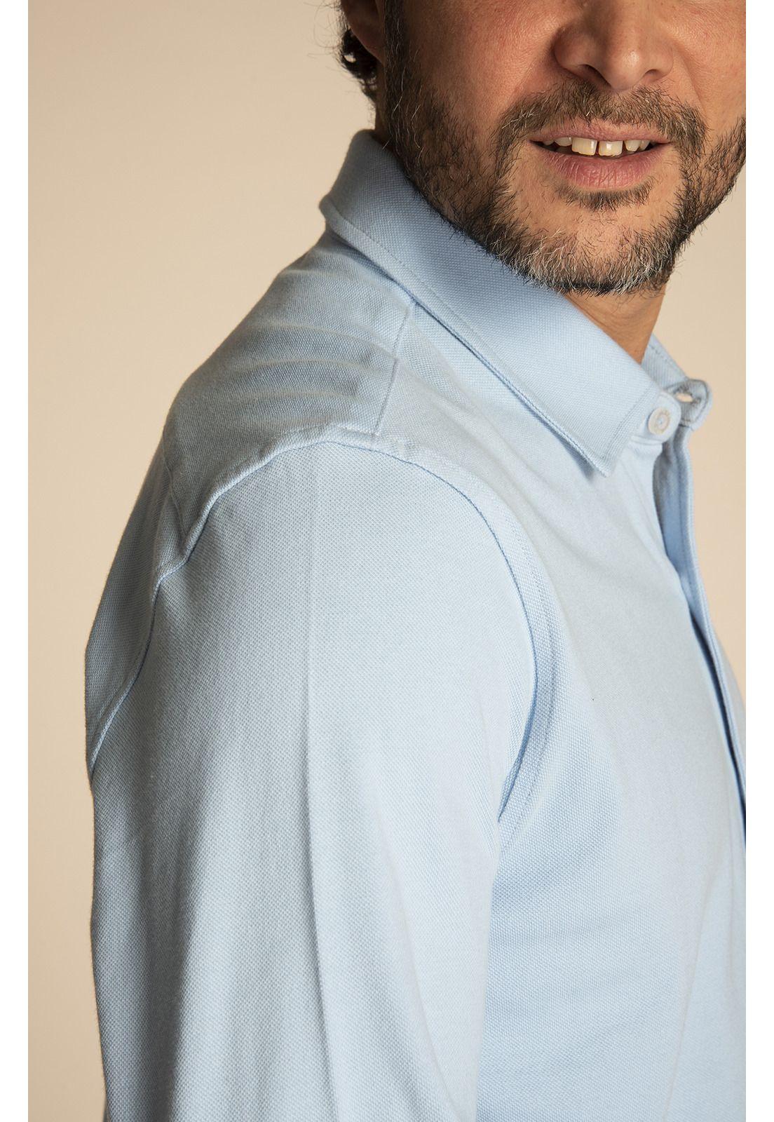 Polera Algodón Org Hombre Piquelong Celeste-5