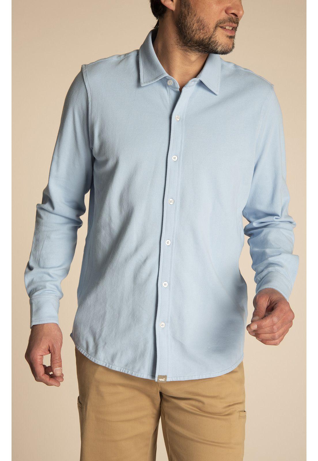 Polera Algodón Org Hombre Piquelong Celeste-6