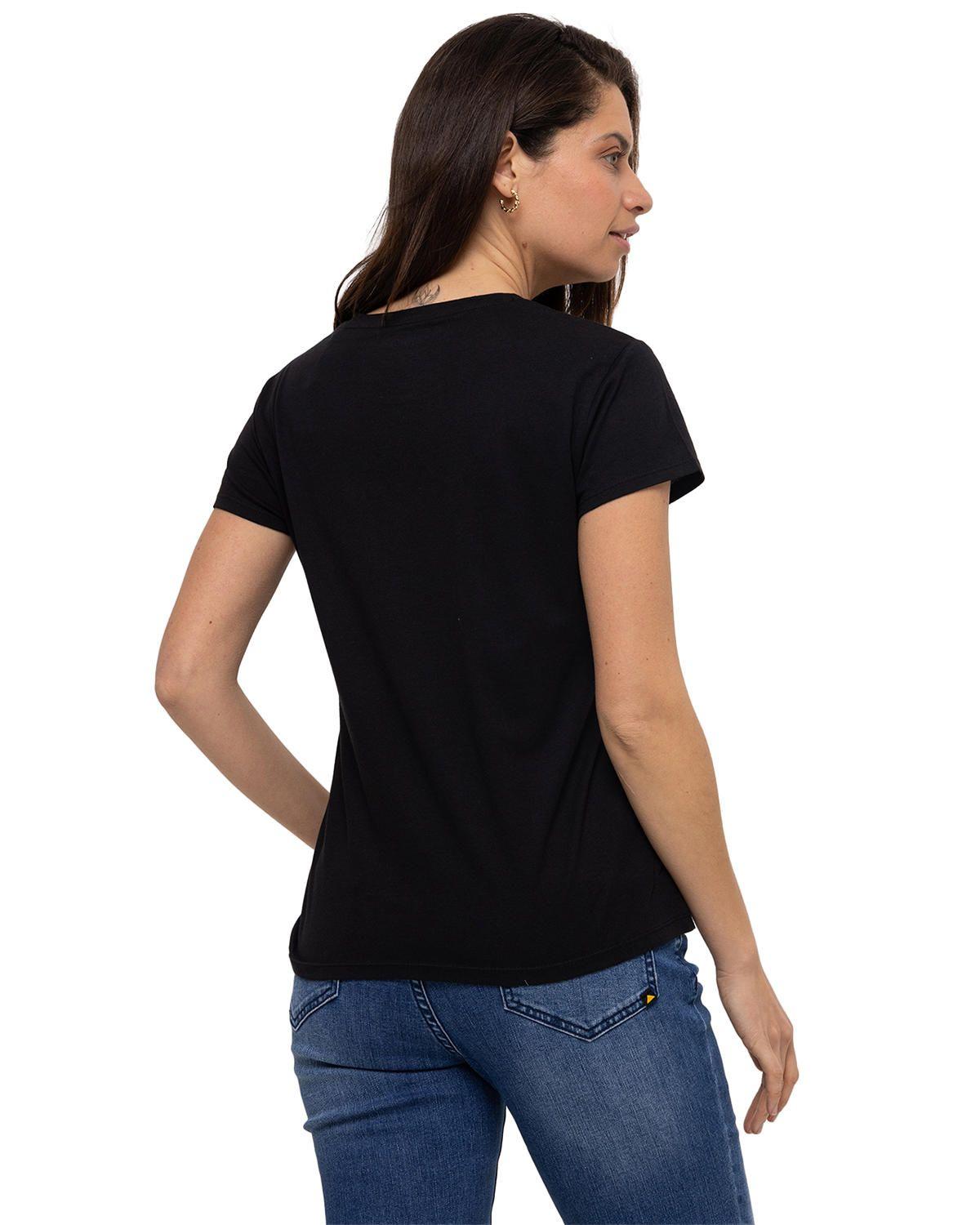 Polera M/C Metallic Logo Te Negro Mujer-4