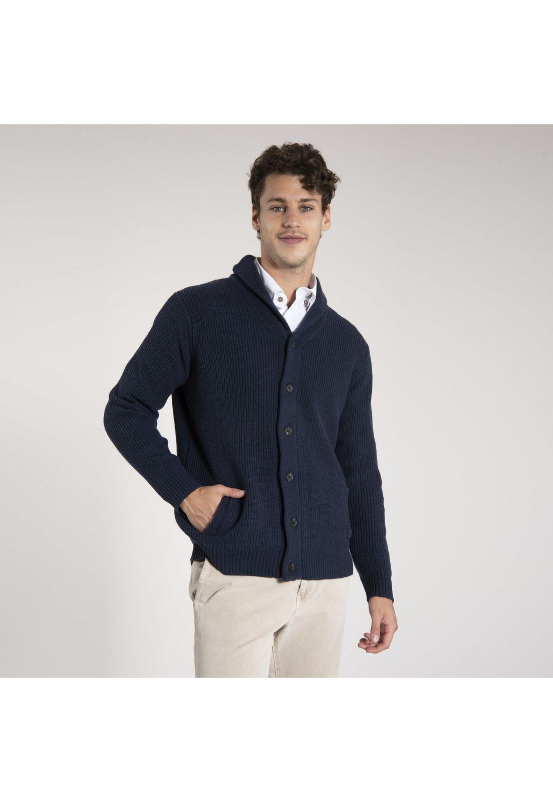 Chaleco Hombre Button Down Sweater Azul-0