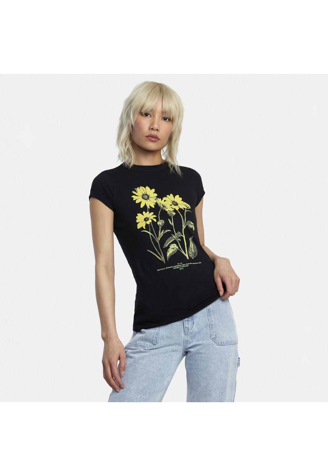 Polera M/C Mujer Botanical Naugh J Te Negro-0