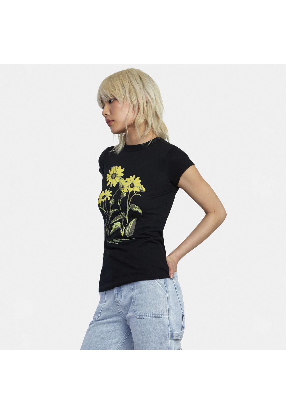 Polera M/C Mujer Botanical Naugh J Te Negro-5