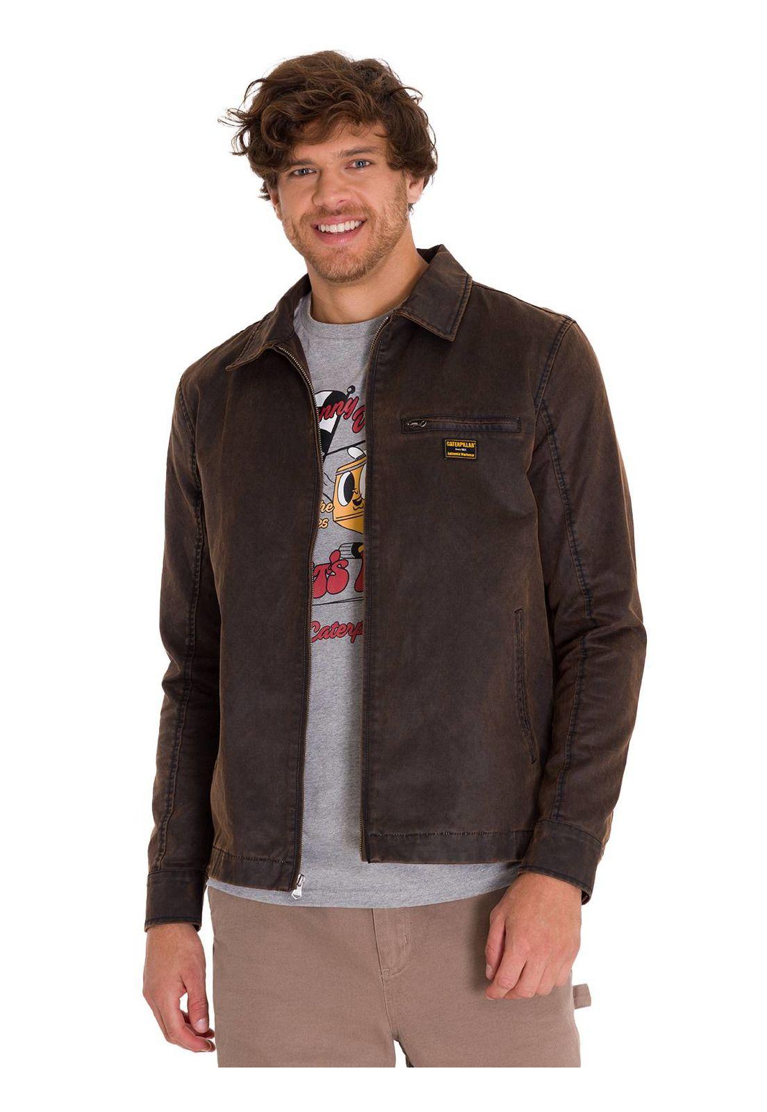 Chaqueta Casual Waxed Chore Hombre Café Oscura-1