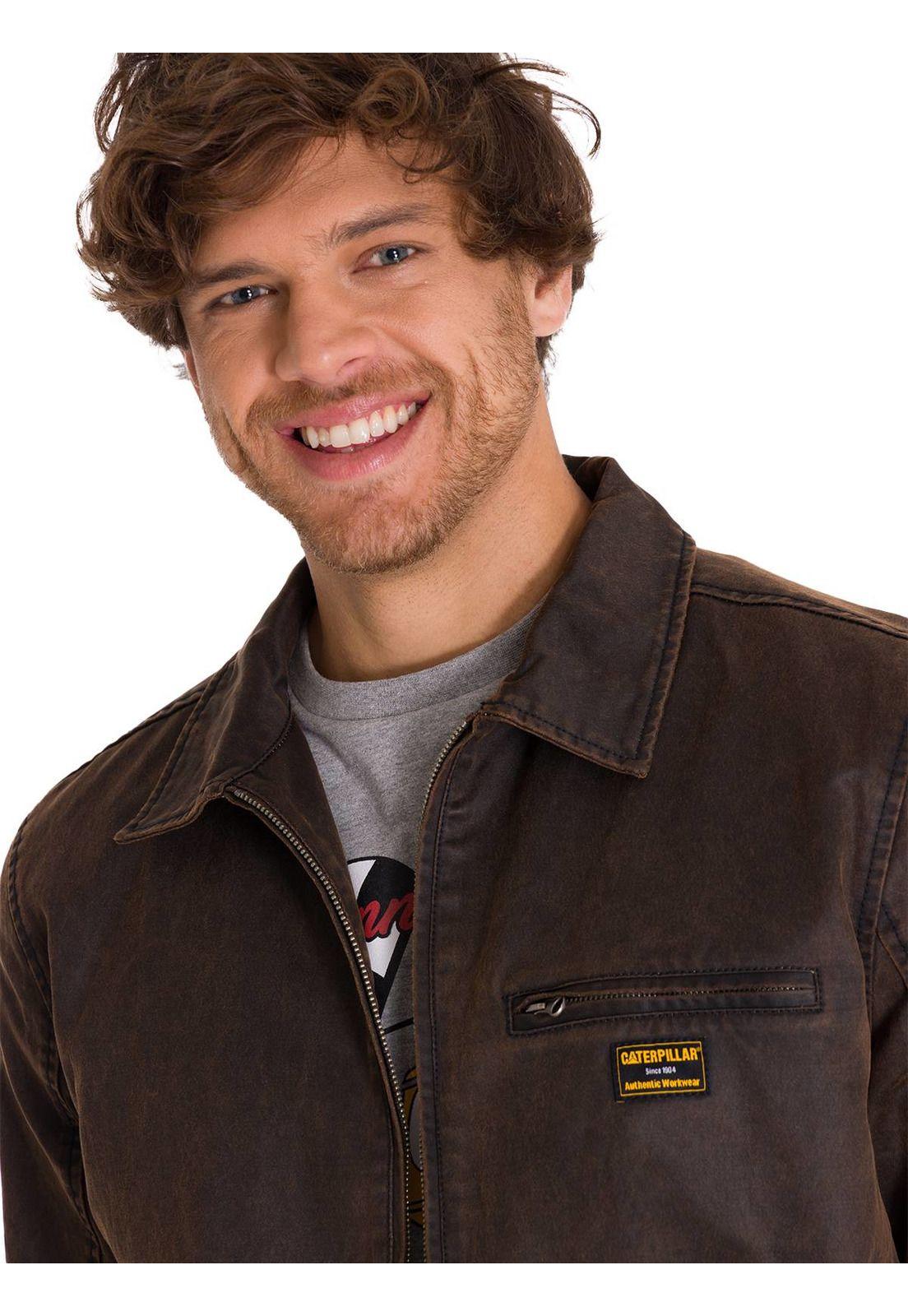 Chaqueta Casual Waxed Chore Hombre Café Oscura-4