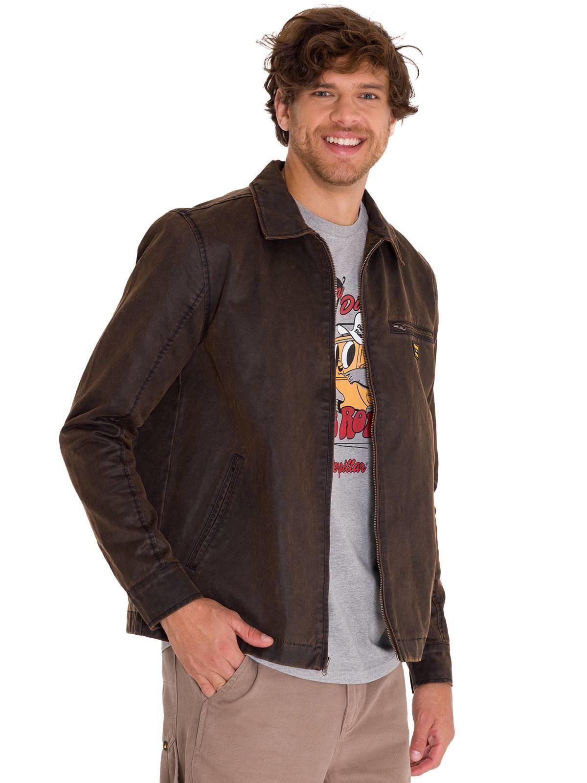 Chaqueta Casual Waxed Chore Hombre Café Oscura-0