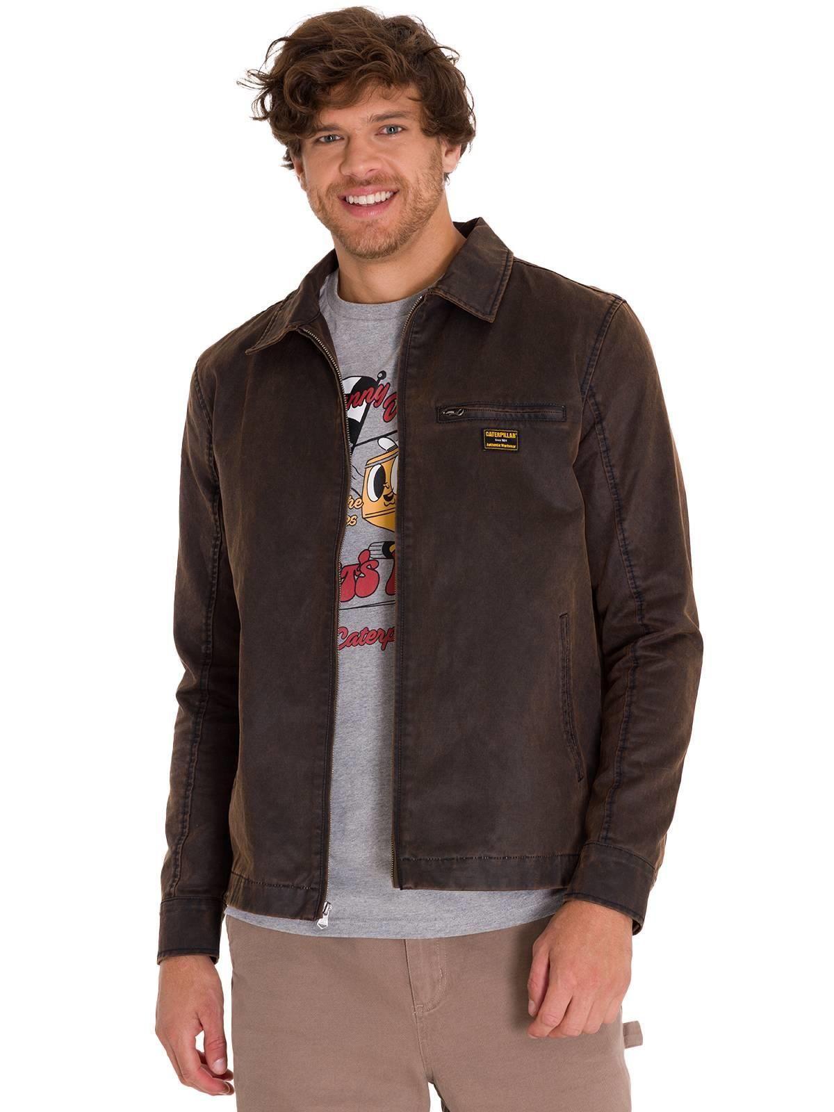 Chaqueta Casual Waxed Chore Hombre Café Oscura-1