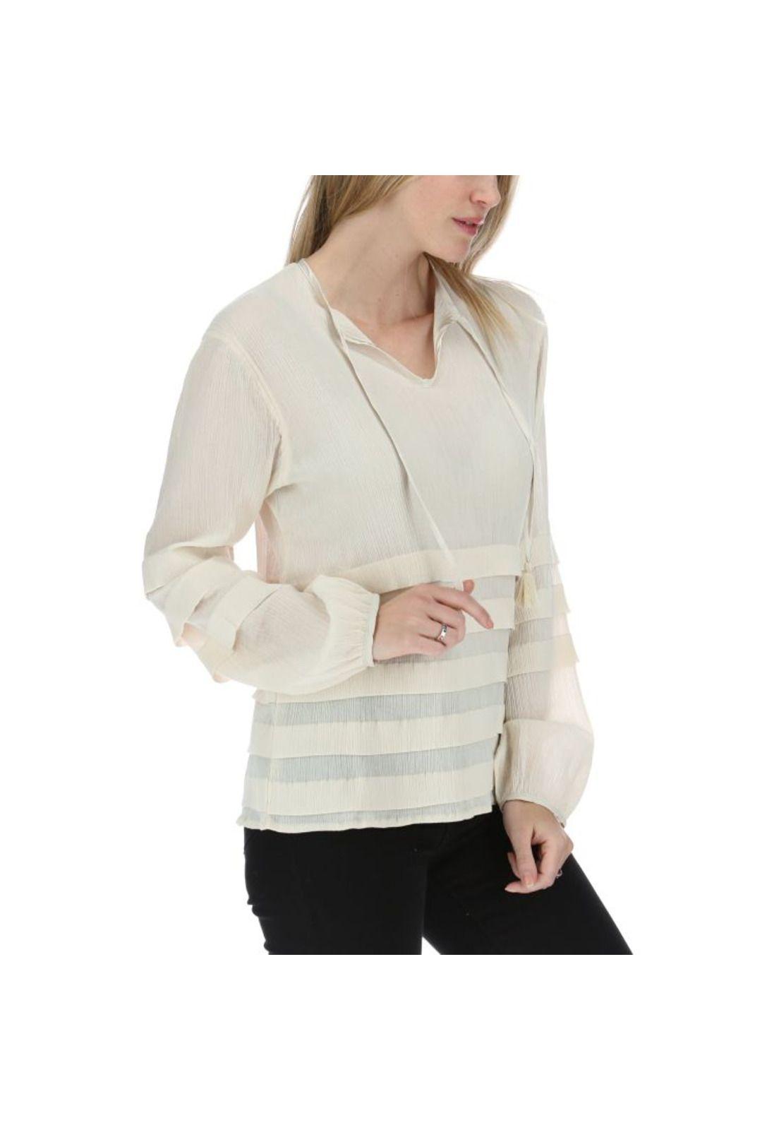 Blusa Ml Mujer Pleated L/S Shirt Rosa-3