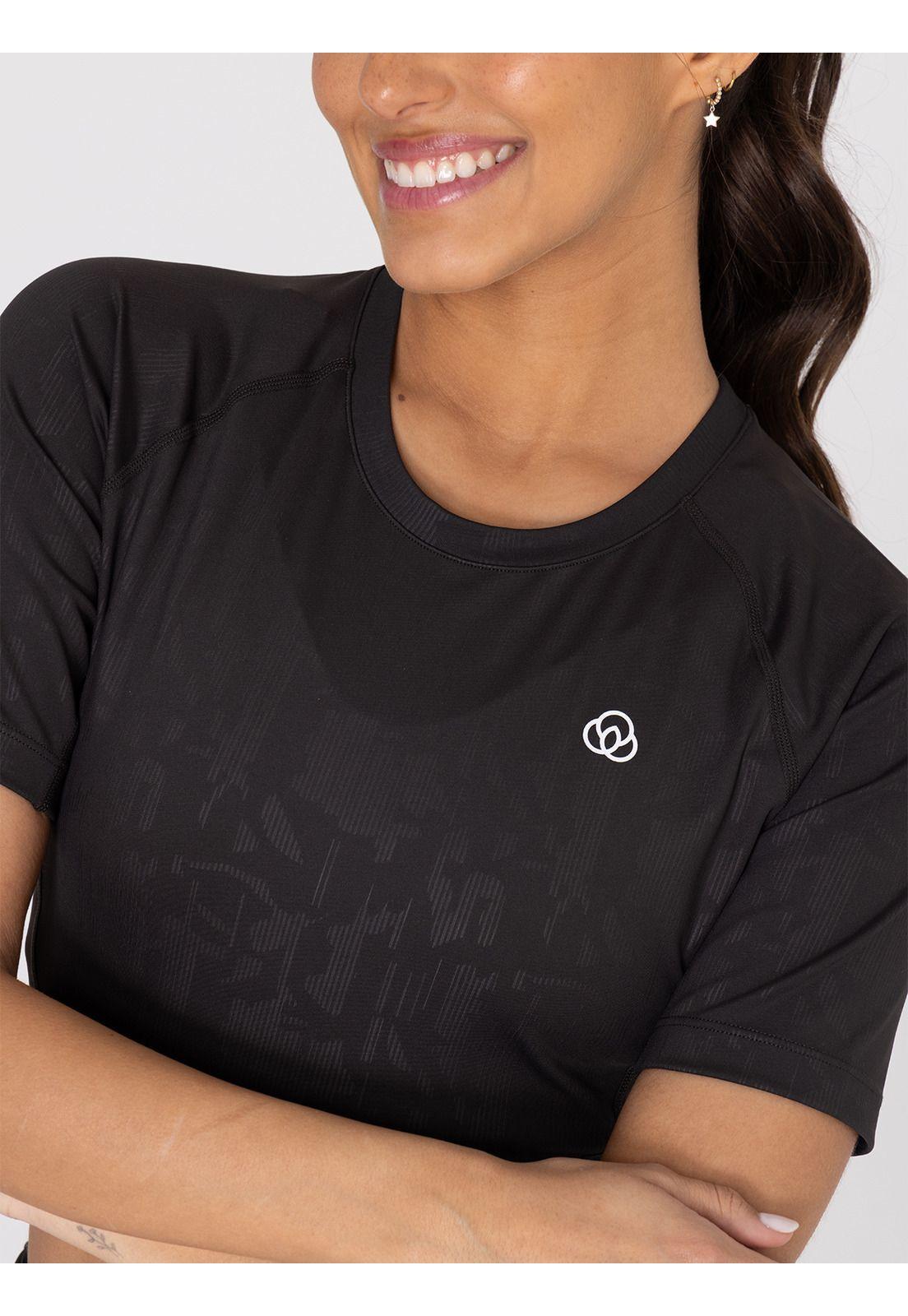 Polera deportiva Mujer Cropped Print Negra -4