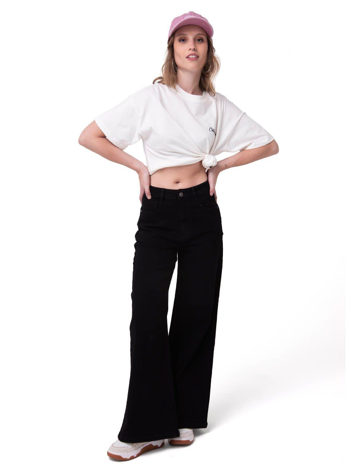 Jeans Mujer Denim Wide Leg - Black Stone-5