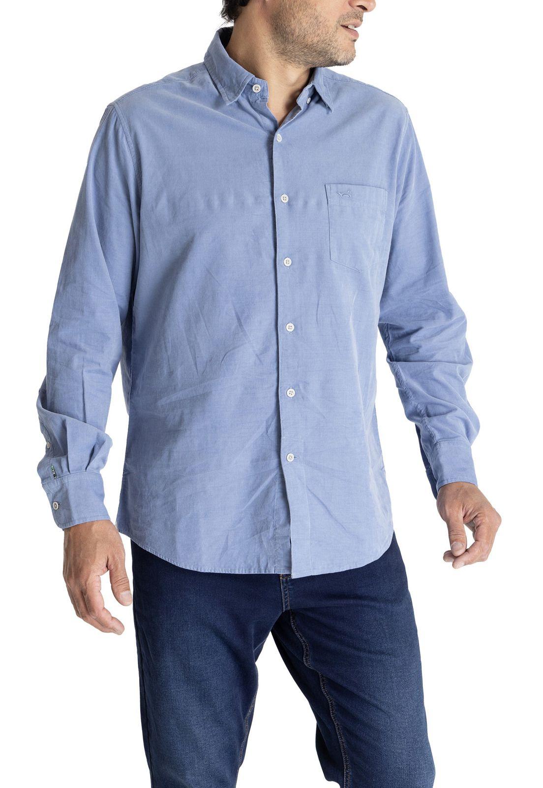 Camisa M/L Hombre Corduroy Azul-4