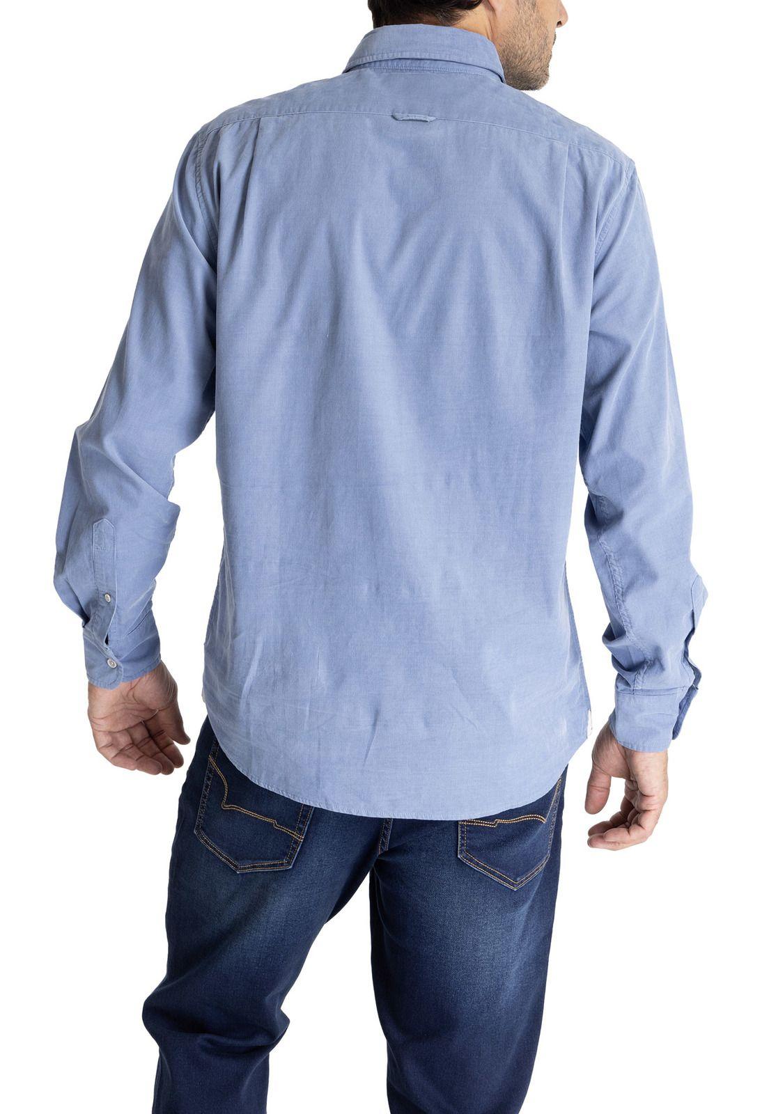 Camisa M/L Hombre Corduroy Azul-5
