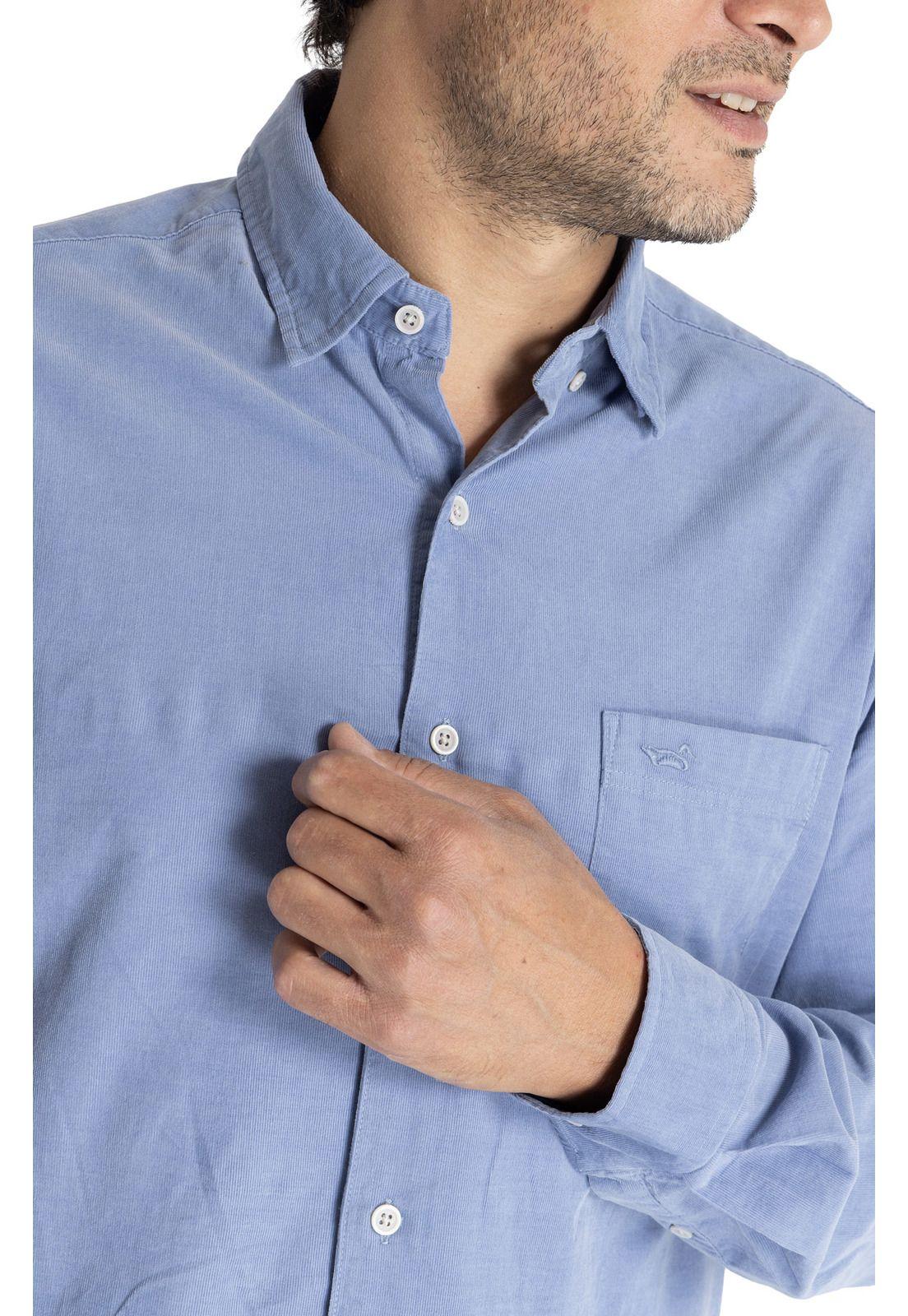 Camisa M/L Hombre Corduroy Azul-7