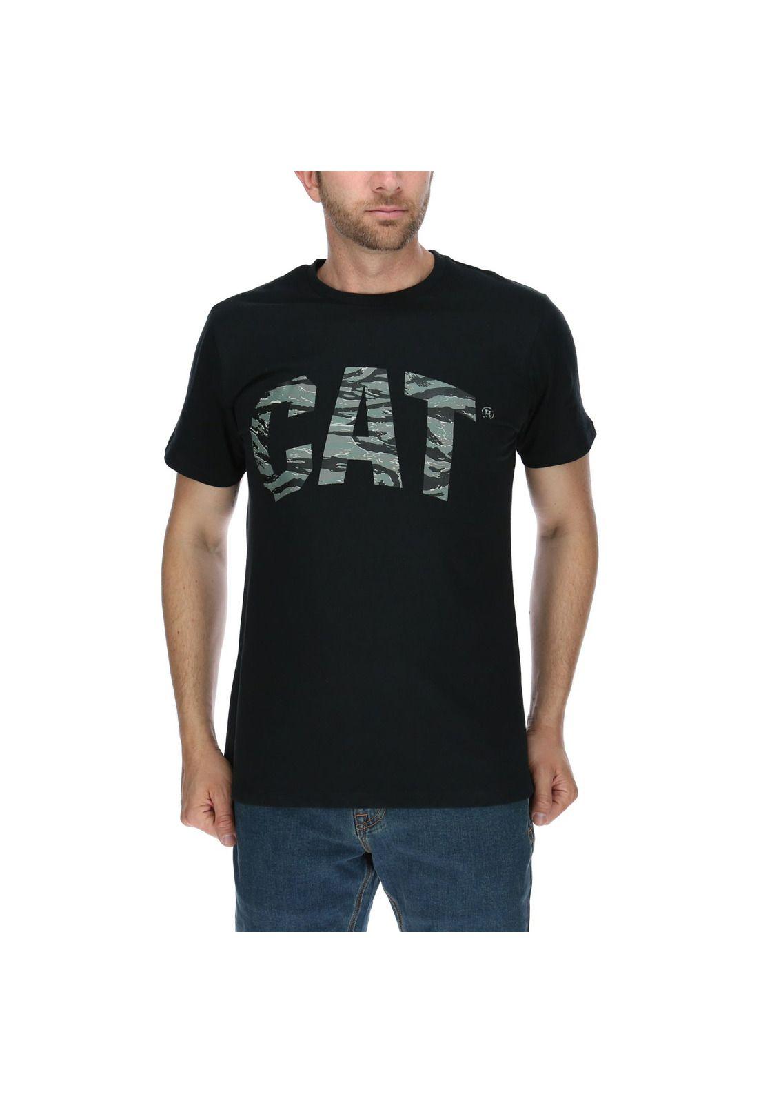 Polera Mc Hombre Camo Cat Tee Negro-0