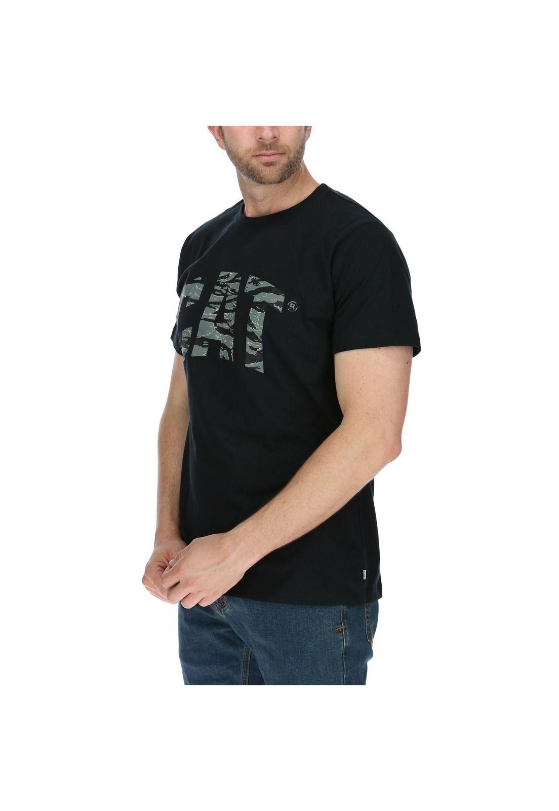 Polera Mc Hombre Camo Cat Tee Negro-1