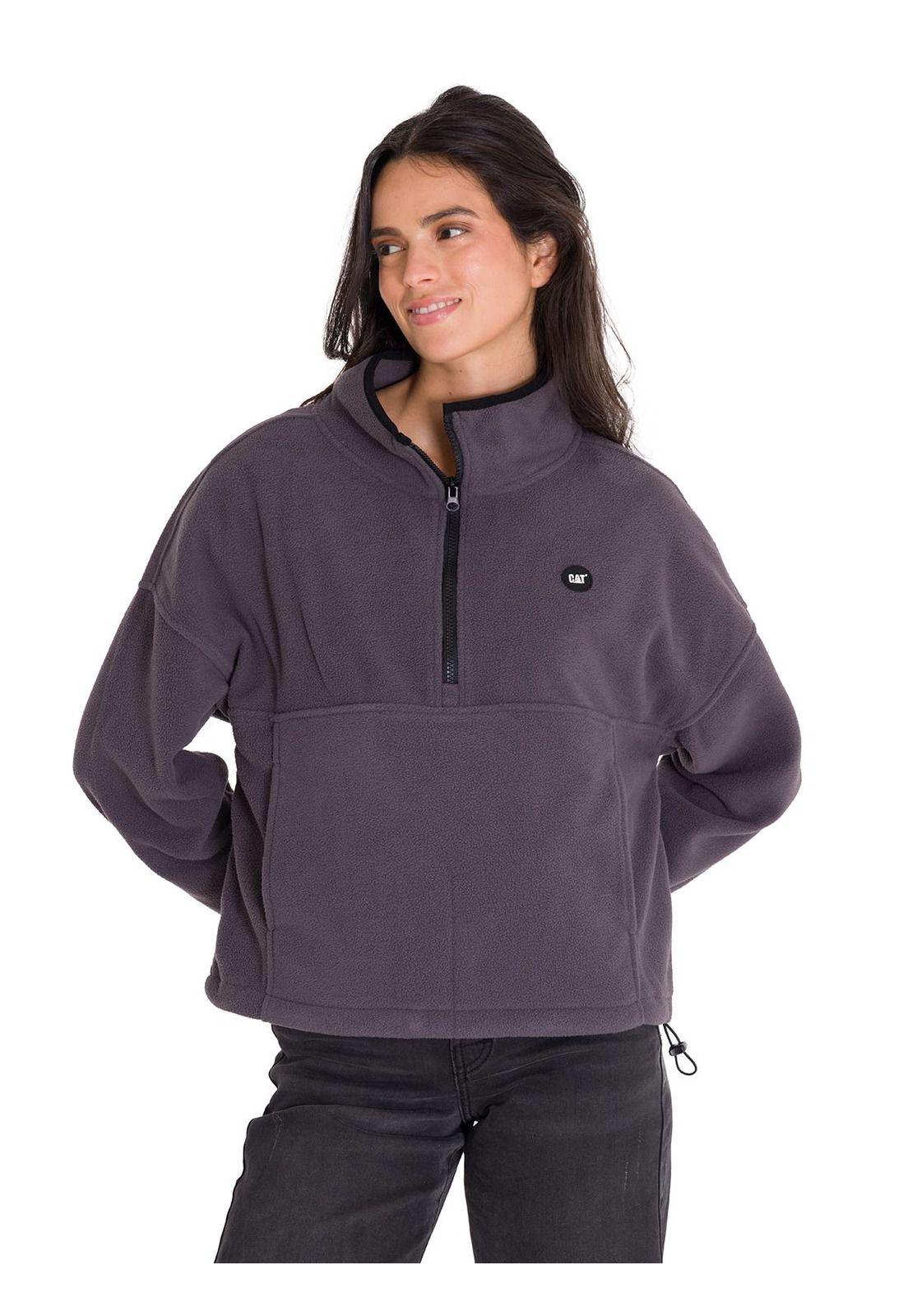 Polar Boxy Ovs Half Zip Mujer Gris Osuro-1
