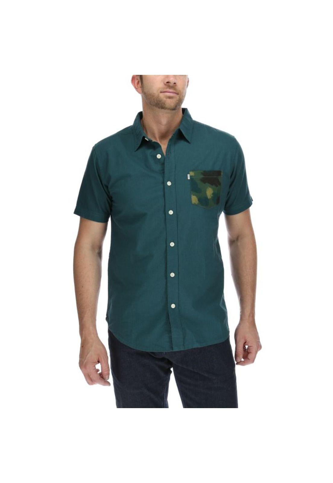 Camisa Mc Hombre Camo Pocket S/S Shirt Verde Petróleo-0